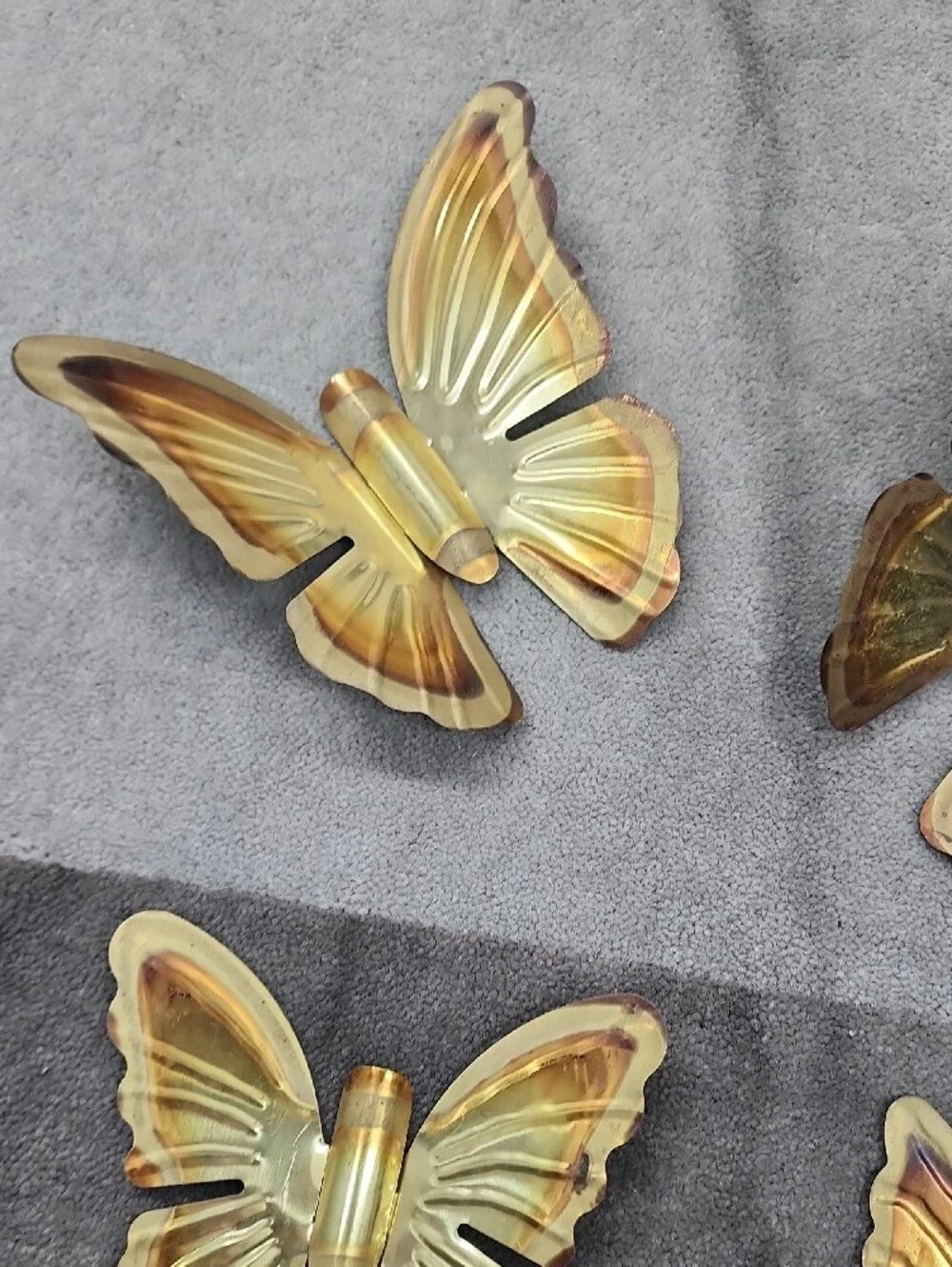 Homco Gold and Cream Butterfly Wall Decor Set
